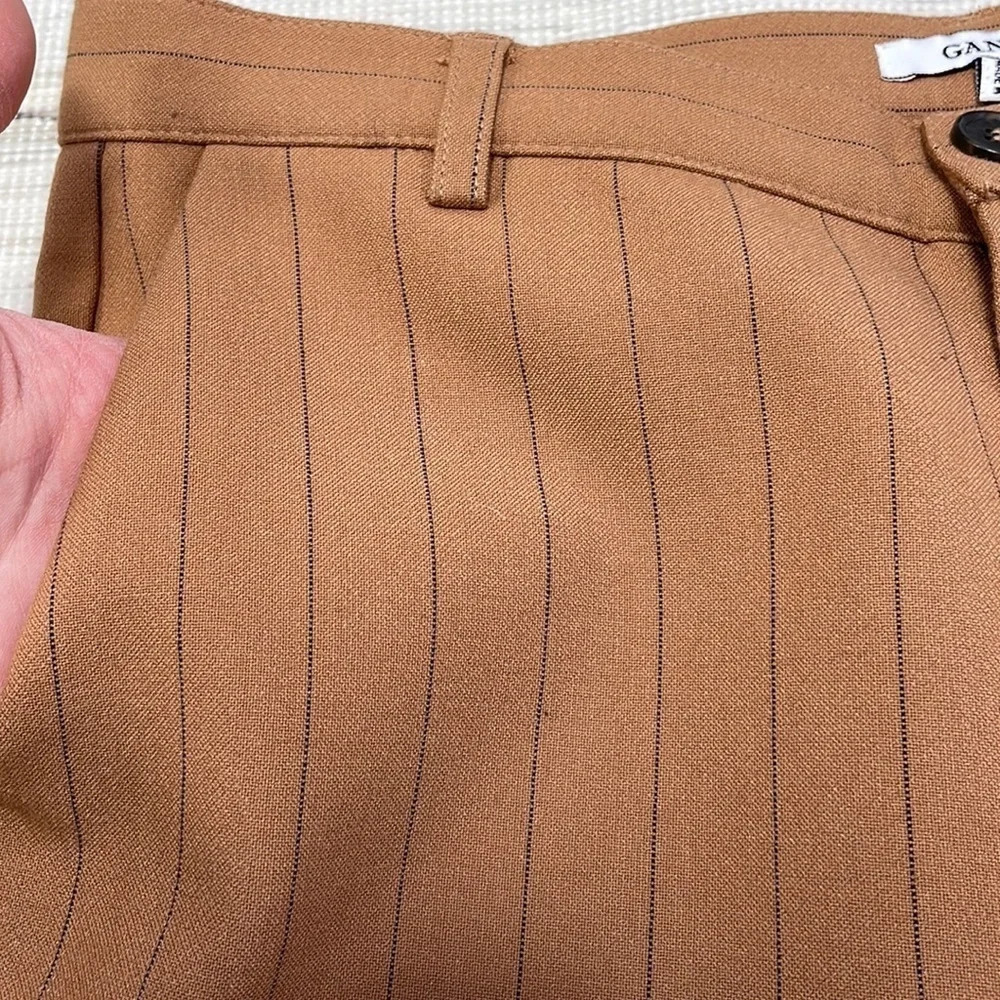 Ganni Pants Cropped Tan Black Striped Size X-Small XS - Picture 6 of 11